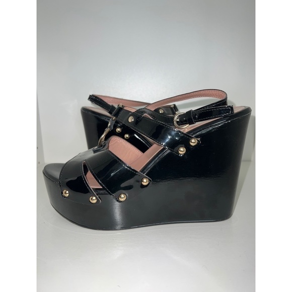 Red VALENTINO BLACK WEDGES - SIZE 10/40 - Picture 1 of 10